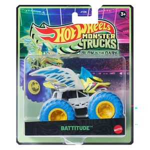 Masina Hot Wheels, Monster Truck, Glow In The Dark, Battitude, JFX16 imagine