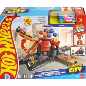 Set de joaca cu masinuta, Hot Wheels, Downtown Candy Shop, JBM62 imagine