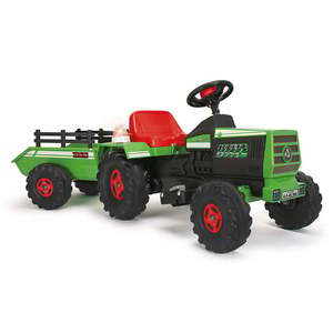 Tractor electric cu remorca, Injusa, 6V, cu sunete si lumini, Verde imagine