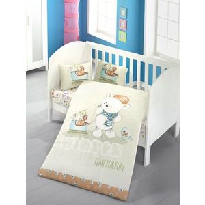 Lenjerie de pat pentru copii, Victoria, Kis Masali, 4 piese, 100% bumbac ranforce, multicolor imagine
