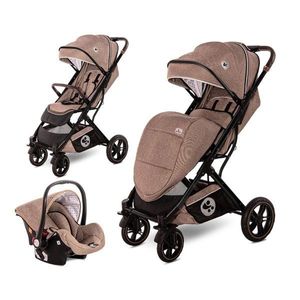 Set carucior, Lorelli Storm, 2 in 1, pana la 22 kg, cos auto inclus, cadru aluminiu, Pearl Beige imagine