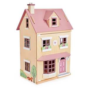 Casuta urbana de papusi, din lemn premium, Tender Leaf Toys, Foxtail Villa, 12 componente de mobila imagine