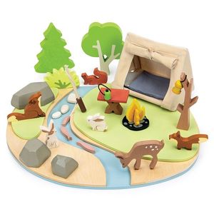 Set de joaca, camping in natura, din lemn premium, Tender Leaf Toys imagine