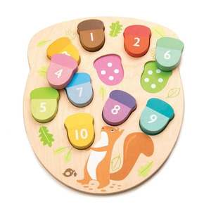 Puzzle educativ din lemn, Tender Leaf Toys, Numaram ghinde imagine