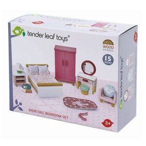 Set mobilier din lemn, dormitor, pentru Casuta de papusi, Tender Leaf Toys, Dovetail imagine
