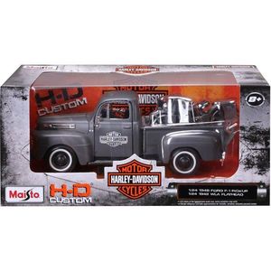 Set masina si motocicleta, Maisto, H-D Custom, 1948 Ford F1 Pick Up si 1942 WLA Flathead, 1: 24 imagine