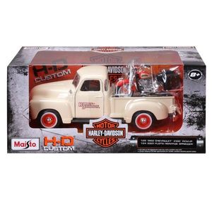 Set masina si motocicleta, Maisto, H-D Custom, 1950 Chevrolet 3100 Pick Up 1: 25 si 2001 FLSTS Heritage Springer, 1: 24 imagine