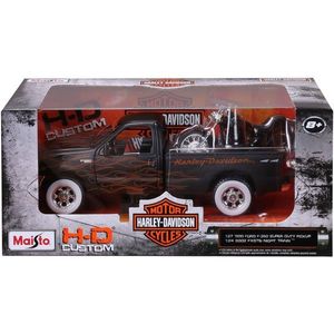 Set masina si motocicleta, Maisto, H-D Custom, 1999 Ford F350 Super Duty Pick Up 1: 27 si 2002 FXSTB Night Train, 1: 24 imagine