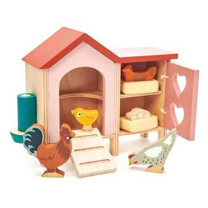 Set figurine din lemn, Tender Leaf Toys, Cotet de gaini, 9 piese imagine