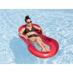 Saltea gonflabila pentru plaja si piscina cu Spatar si Cotiere, 2 camere de aer independente si plasa, 159 x 77 cm, sarcina maxima 90 kg, Red imagine