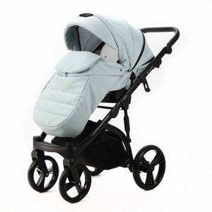 Carucior pentru copii, Adamex, 2 in 1, Lanti PS25, Pliabil, landou cu salteluta, copertina reglabila, roti frontale pivotante, cu dubla suspensie si husa de ploaie inclusa, Linen EcoLeather, Mint Green imagine