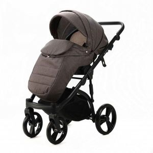 Carucior pentru copii, Adamex, 2 in 1, Lanti PS28, Pliabil, landou cu salteluta, copertina reglabila, roti frontale pivotante, cu dubla suspensie si husa de ploaie inclusa, Linen EcoLeather Brownstone imagine