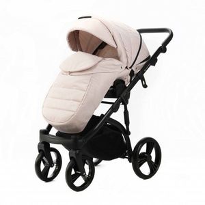 Carucior pentru copii, Adamex, 2 in 1, Lanti PS33, Pliabil, landou cu salteluta, copertina reglabila, roti frontale pivotante, cu dubla suspensie si husa de ploaie inclusa, Linen EcoLeather Sandstone imagine