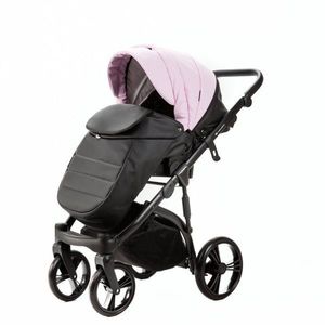 Carucior pentru copii 2 in 1, Adamex Lanti SD101, pliabil, landou cu salteluta, copertina reglabila, roti frontale pivotante 360, cu dubla suspensie si husa de ploaie inclusa, Full EcoLeather, Pink Black imagine