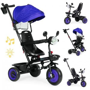 Tricicleta pentru copii Ecotoys WQL-066-51 Albastru 3 in 1 cu scaun rotativ 360, roti din spuma EVA imagine