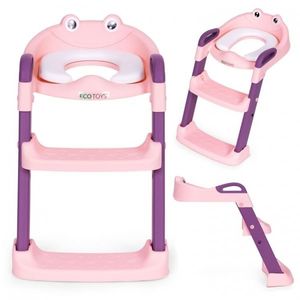 Reductor toaleta cu scara pentru copii Ecotoys PP8001 Roz imagine