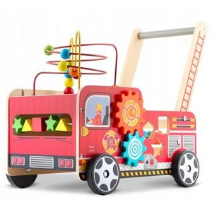 Antemergator din lemn tip masina de pompieri si diverse activitati 48 x 27.5 x 40.5 cm Ricokids RK-873 imagine
