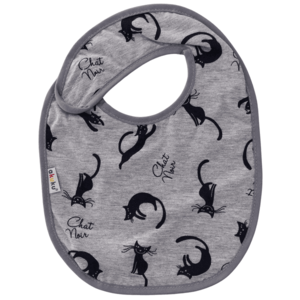 Baveta impermeabila din bumbac cu inchidere velcro 23x20cm Akuku Grey Cats imagine