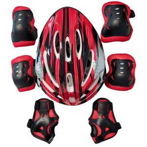 Set de protectie copii cu casca, genunchiere si cotiere Nichiduta Full Guard Set Red, material PVC+EPS imagine