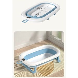 Cadita pliabila pentru bebelusi Bebe Royal Blue 76 cm, cu termometru digital si dop de scurgere imagine