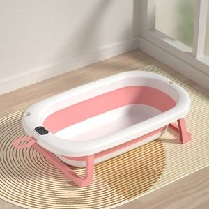 Cadita pliabila pentru bebelusi Bebe Royal Roz 76 cm, cu termometru digital si dop de scurgere imagine