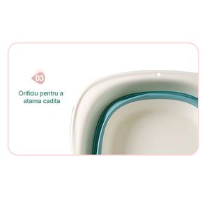 Cadita pliabila pentru bebelusi Beberoyal Turcoaz 81 cm, cu termometru digital si dop de scurgere imagine