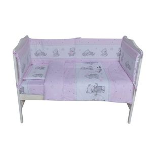 Lenjerie patut cu 3 piese 120x60 cm BearsToys Roz 109 imagine