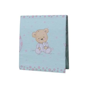 Cearceaf din bumbac pentru saltea 120x60 cm Ursuleti carouri turcoaz Beberoyal imagine
