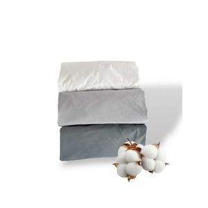 Set 3 cearsafuri din bumbac ranforce pentru pat copii, Deseda, cu elastic roata, dimensiune 120 x 60 cm, mix gri imagine