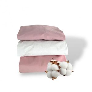 Set 3 cearsafuri din bumbac ranforce pentru pat copii, Deseda, cu elastic roata, dimensiune 160 x 80 cm, mix roz pudrat imagine