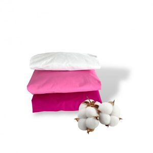 Set 3 cearsafuri din bumbac ranforce pentru pat copii, Deseda, cu elastic roata, dimensiune 160 x 80 cm, mix roz ciclam imagine