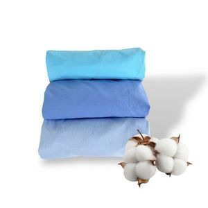 Set 3 cearsafuri din bumbac ranforce pentru pat copii, Deseda, cu elastic roata, dimensiune 160 x 80 cm, mix albastru imagine
