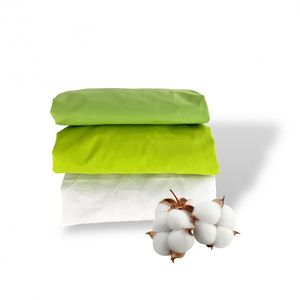 Set 3 cearsafuri din bumbac ranforce pentru pat copii, Deseda, cu elastic roata, dimensiune 160 x 80 cm, mix verde imagine