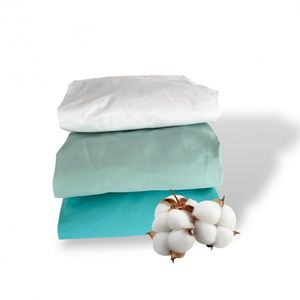 Set 3 cearsafuri din bumbac ranforce pentru pat copii, Deseda, cu elastic roata, dimensiune 160 x 80 cm, mix verde menta imagine