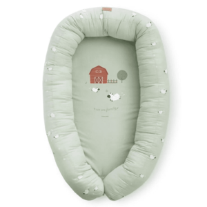 Suport de dormit Babynest 2 in 1 din bumbac Funny Farm 95x65x18 cm imagine