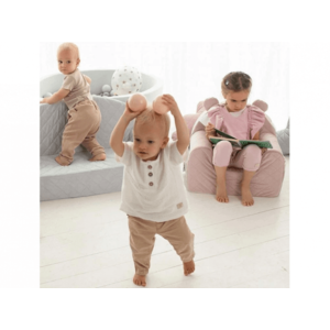Canapea pentru copii Babysteps cu buzunare Gri velvet imagine