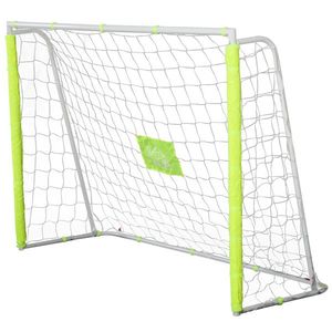 HOMCOM Poartă de Fotbal pentru Adulți și Copii, din PE, Metal și Oxford, Rezistentă la Intemperii, 186x62x123cm, Alb/Galben | Aosom Romania imagine