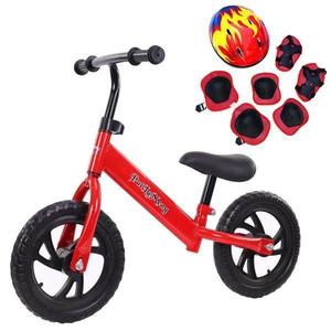 Bicicleta pentru incepatori cu echipament protectie, Fara pedale, Pentru copii intre 2 - 5 ani, Rosie imagine