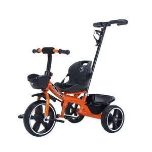 Tricicleta cu maner de impins pentru copii intre 2 ani si 6 ani, Portocalie imagine