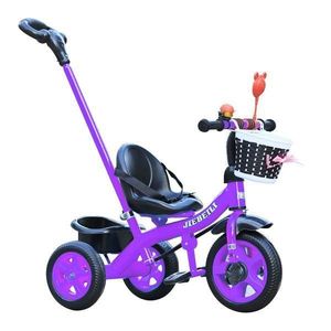 Tricicleta cu pedale pentru copii 2-5 ani, cu maner parental detasabil, Mov imagine