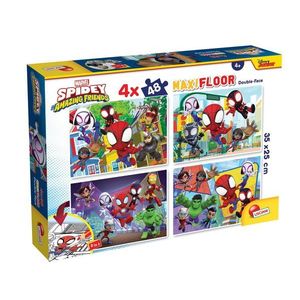 Puzzle de podea 2 in 1 Lisciani Marvel Spidey si prietenii lui uimitori, Maxi, 4 x 48 piese imagine