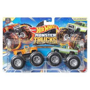 Set 2 masini Monster Truck, Hot Wheels, 1956 Hi-Tail Hauler si Silverado, HWN61 imagine