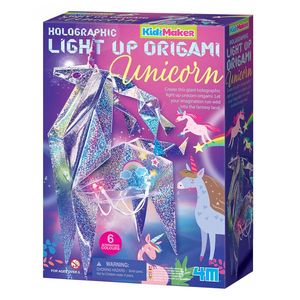 Set creativ origami holografic, 4M, Unicorn cu lumini imagine