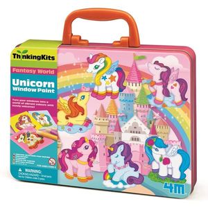 Set creativ cu vopsele pentru geam si vitralii, 4M, Unicorni imagine