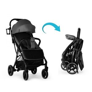 Carucior pentru copii Kidnort Fjallrav Verde, cu pliere ultracompacta, suspensie integrala, spatar si viziera reglabile, pana la 22 kg, accesorii incluse, suport pentru pahar, husa transport imagine