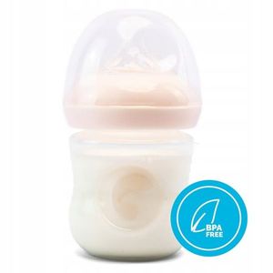 Biberon anti-colici nivel de debit scazut 1, Kidnort Blabaer Pink, din PU durabil si rezistent, capacitate 125 ml, 0-3 luni imagine