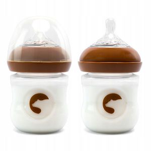Biberon anti-colici nivel de debit scazut 1, Kidnort Blabaer Brown, din PU durabil si rezistent, capacitate 125 ml, 0-3 luni imagine