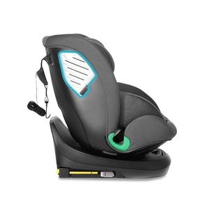 Scaun auto cu isofix rotativ pentru copii Kidnort Radjur Black, 360 i-Size 40-150 cm, Top Tether, centuri in 5 puncte, Sistem de impact lateral, parasolar reglabil, Pozitie somn imagine