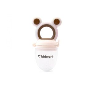 Dispozitiv de hranire si jucarie de dentitie 2 in 1, Kidnort Tannleke, portabil, sterilizabil, fabricat din silicon medical + PU, recomandat de la 4 luni, Pink imagine