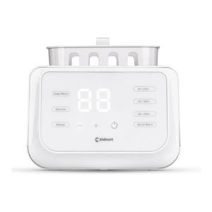 Incalzitor dublu pentru biberoane, Kidnort Hap White, multifunctional, design minimalist si modern, cu ecran tactil, afisaj digital intuitiv, capac transparent, dimensiune 22.6 x 22.0 x 13.8 cm imagine